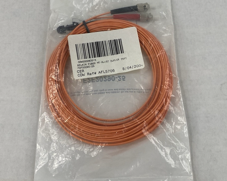 Belkin F2F20290-25 Fiber Optic Jumper Cable Multimode ST PC to MTRJ Female 25Ft