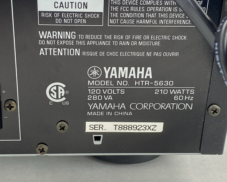Yamaha HTR-5630 Natural Sound AV Receiver No Remote