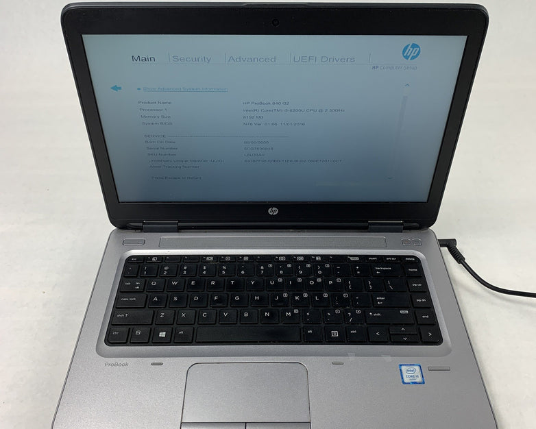 HP ProBook 640 G2 14" Intel Core i5-6200U 2.3 GHz 8 GB Ram No OS No HDD No AC