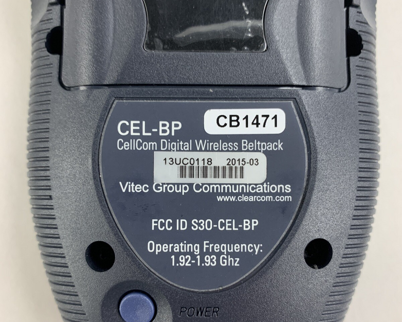 Clear-Com CEL-BP Cellcom Digital Wireless Beltpack Power Tested