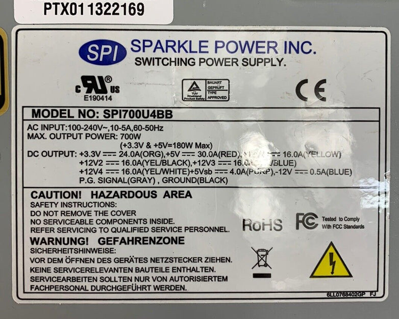 Sparkle Power SPI700U4BB Switching Power Supply