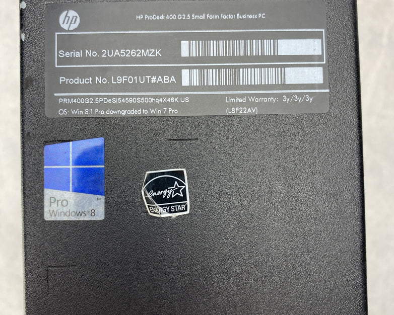 HP ProDesk 400 G2.5 SFF Intel Core i5-4590s 3.0GHz 4GB RAM DVDRW No HDD No OS