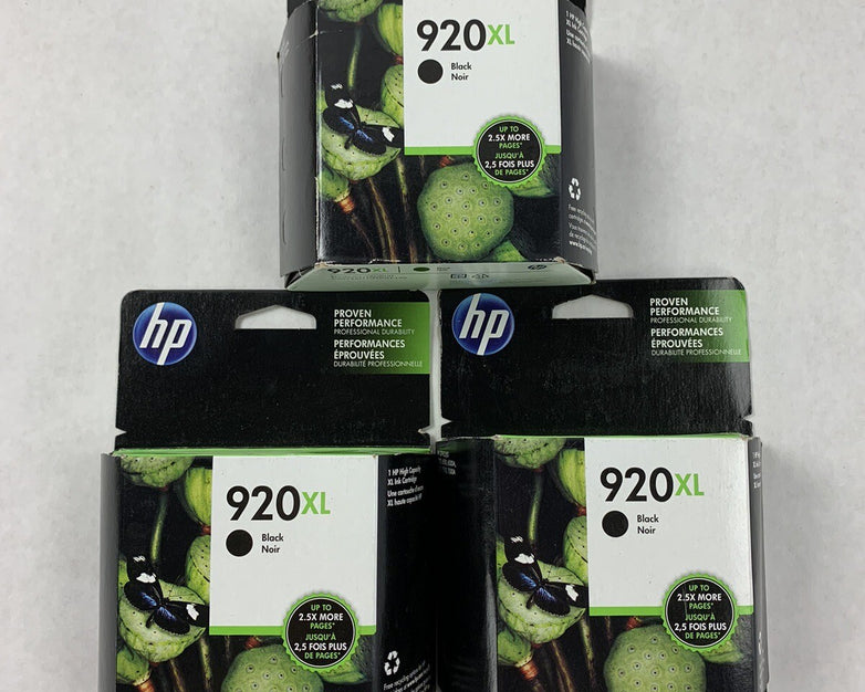 HP 920XL CD975AN Black Ink Cartridge EXP 9/17 (Lot of 3)