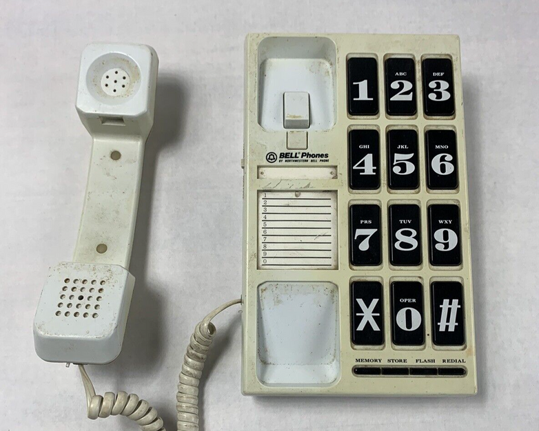 Vintage BELL EZ Button Big Button Corded Phone