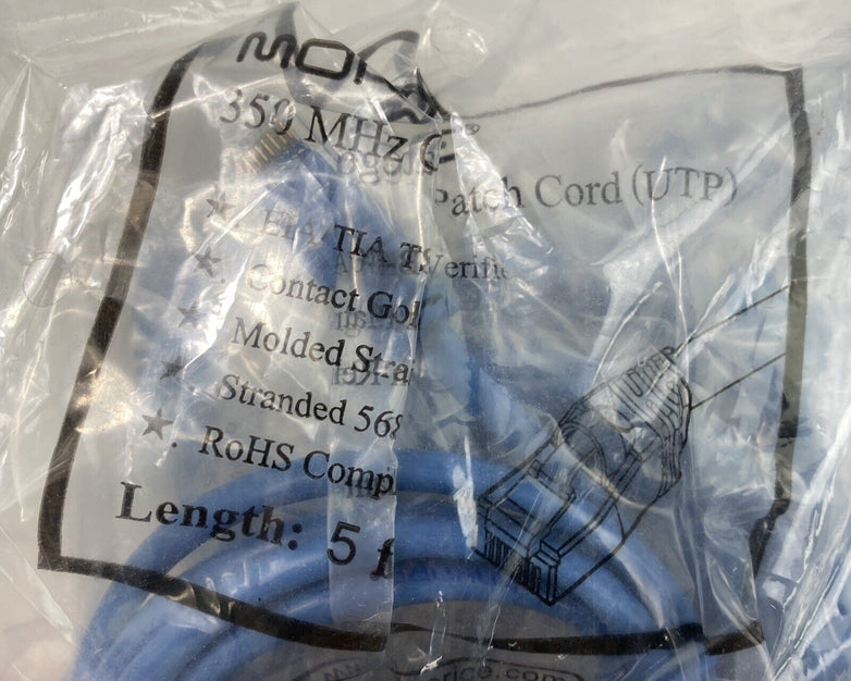 Lot of 10 Monoprice 5ft 24AWG Cat5e 350MHz UTP Ethernet network cables Blue