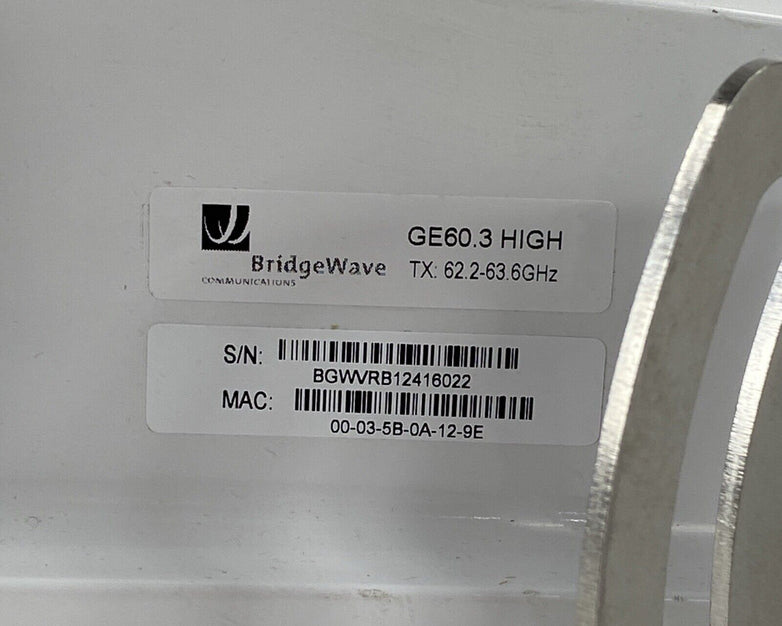BridgeWave GE60.3 High / GE60.3 Low Wireless Gigabit Ethernet Link