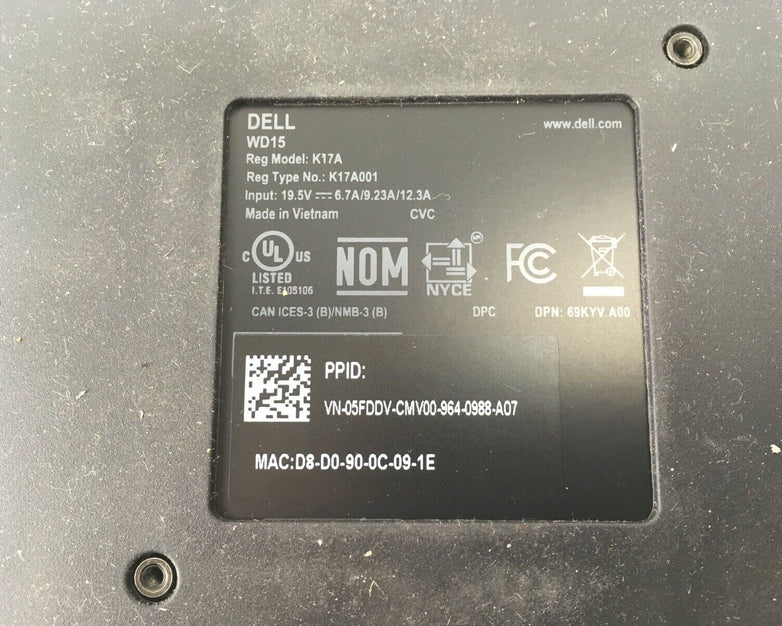Dell Dock WD15 USB Type-C K17A 05FDDV Hub Docking Station - NO USB-C (Lot of 2)
