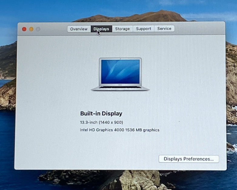 Apple MacBook Air A1466 2012 13" 1.7GHz i5 4GB RAM 60GB SSD os10.15.7 273 Cycles