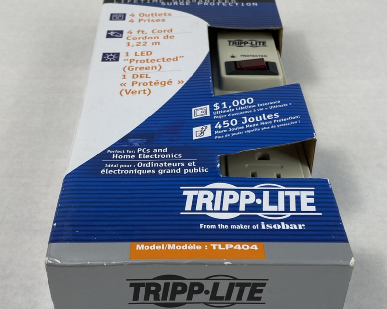 Tripp-Lite TLP404 4-Outlet 390J Surge Protector 4ft Power Strip