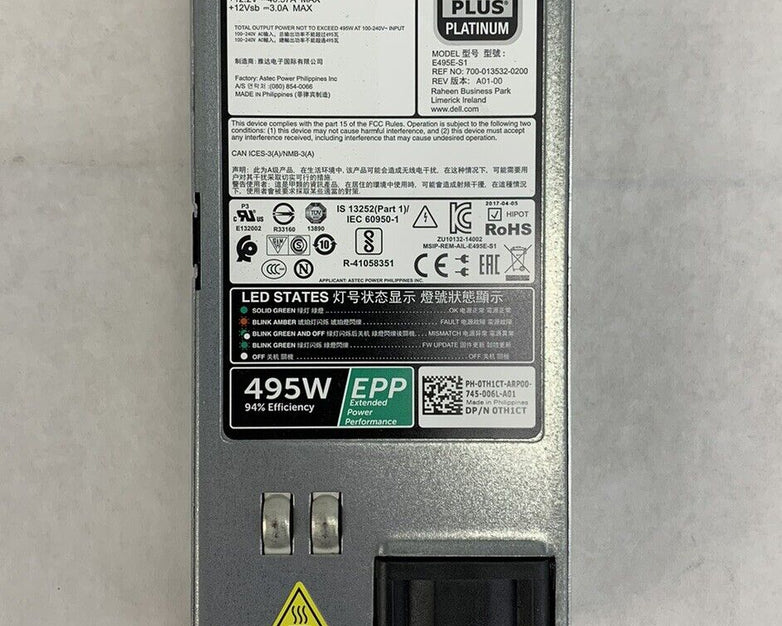 Dell Switiching Power Supply E495E-S1 80 Plus Platinum (Lot of 2)