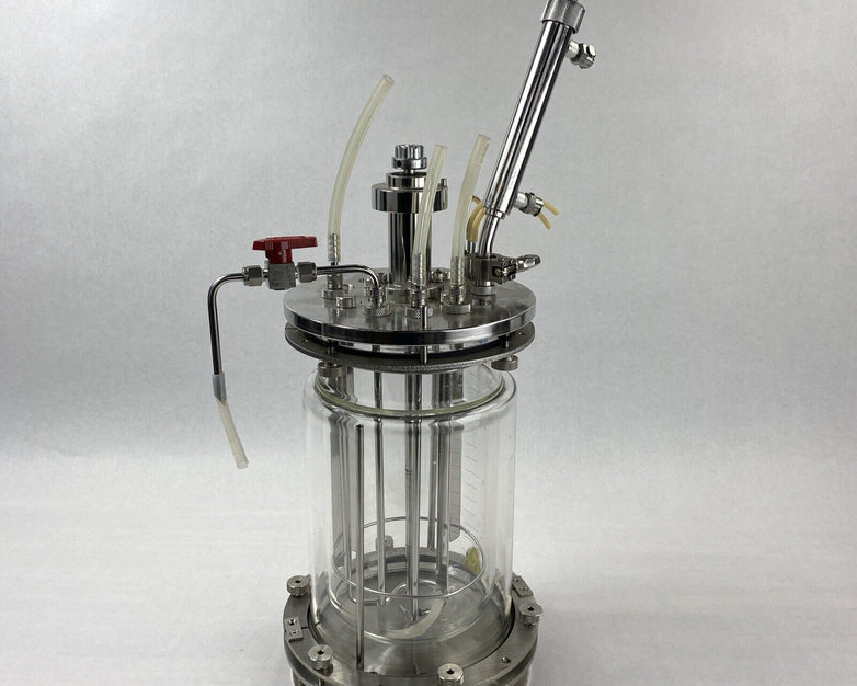 Eppendorf G-1395-13 3L Liter Glass Jacketed Vessel Bioreactor