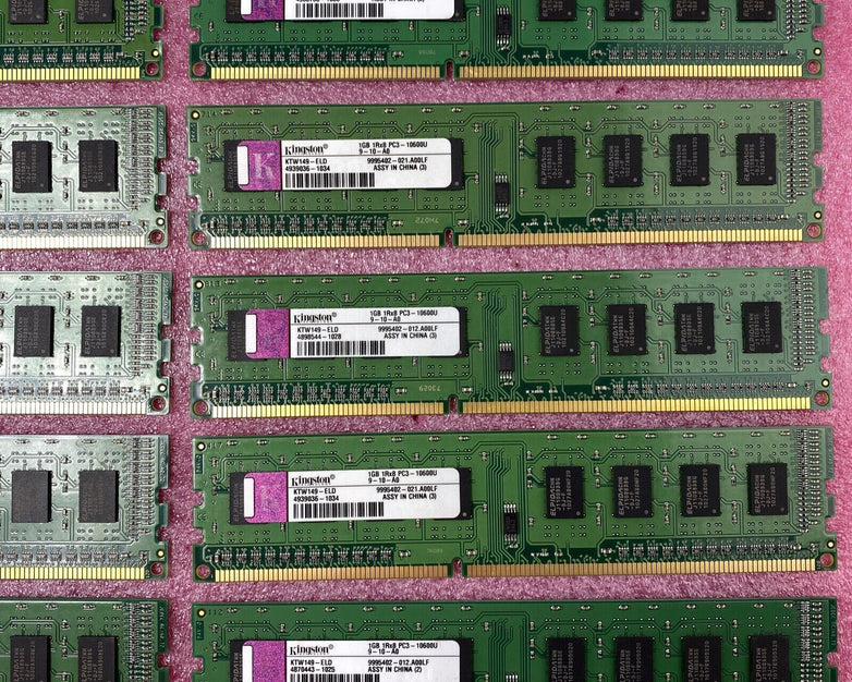 Lot ( 10 ) 1GB Kingston KTW149-ELD Desktop Memory PC3-10600U DDR3 1RX8