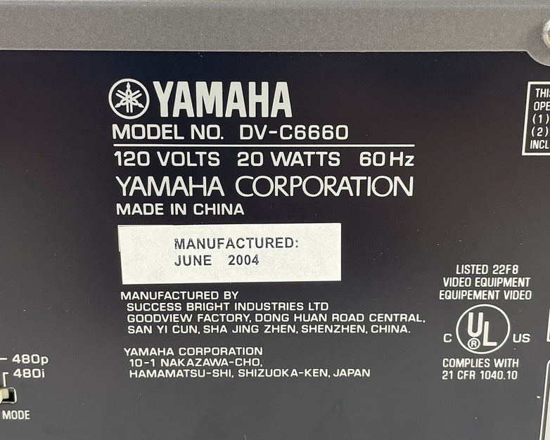 Yamaha DV-C6660 5 Disc DVD Player Power Tested No Remote