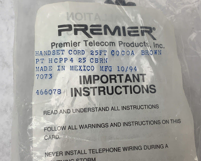 NEW Premier handset cord 12ft cocoa brown
