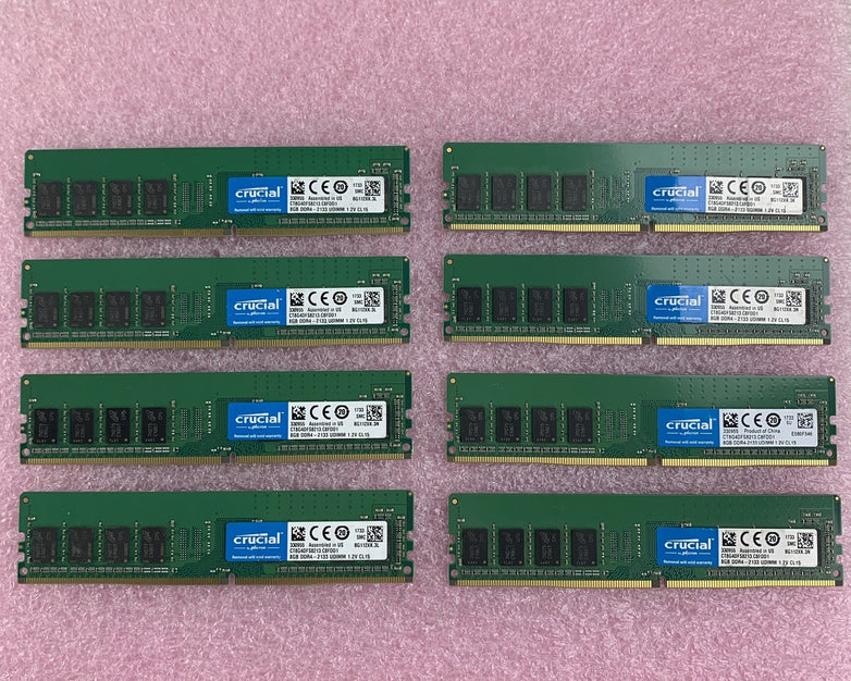 Crucial CT8G4DFS8213.C8FDD1 8 GB DDR4 Ram Memory2133 UDIMM 1.2V Lot of 8