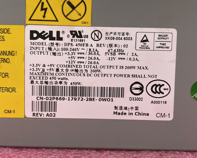 Dell DPS-450FB A Rev 02 2P669 450W Power Supply