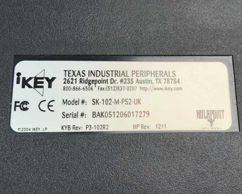 Texas Industrials Peripherals DT-5K-STD iKey Industrial Keyboard SK-102-M-PS2-UK
