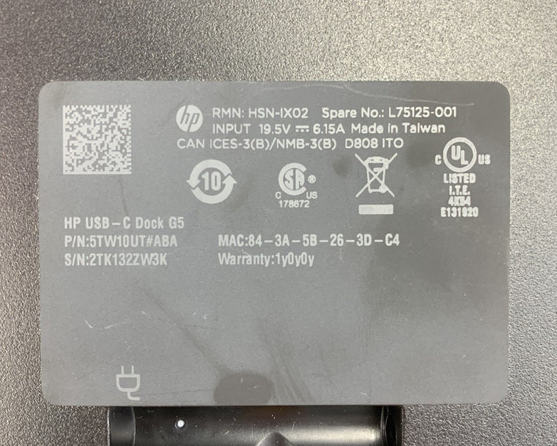 HP HSN-IX02 USB-C Dock G5 Docking Station
