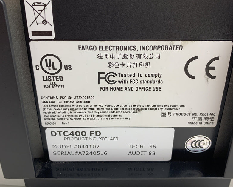 Fargo DTC400 FD Direct to card 400 Printer Parts and Repair Jams W/ Power Supply