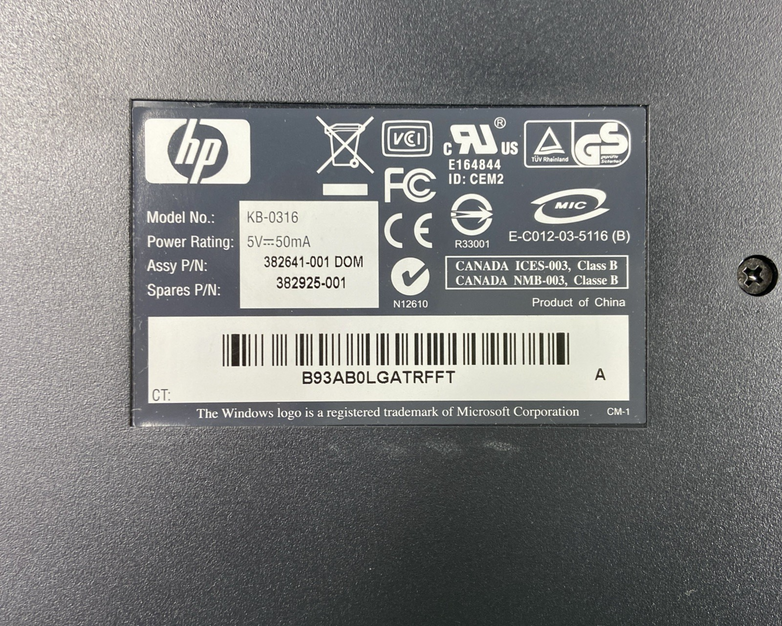 Lot of 4 (Four) Hewlett Packard HP KB-0316 | SK-2880 Black/Silver PS/2