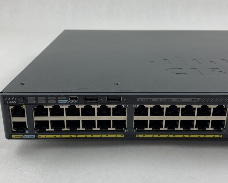 Cisco WS-C2960X-48FPS-LV05 48Port POE+ Switch Tested W/C2960X-STACK No OS