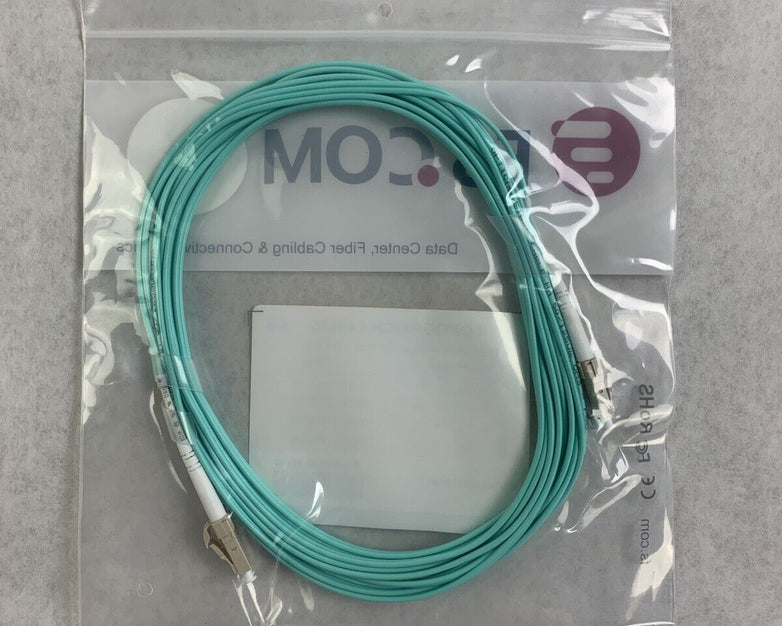 New FS.Com Fibre Optic Patch Cable 50/125 OM3 Multimode Color Aqua Length 5M