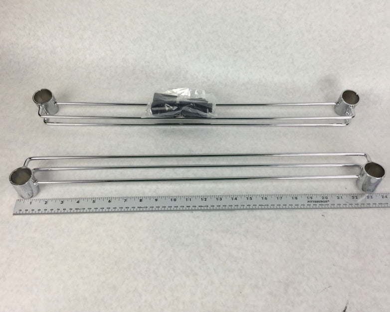NEXEL Chrome Shelving Bar for Wired Shelving 1 Pair 655CP21 w/4 Shelf Clips