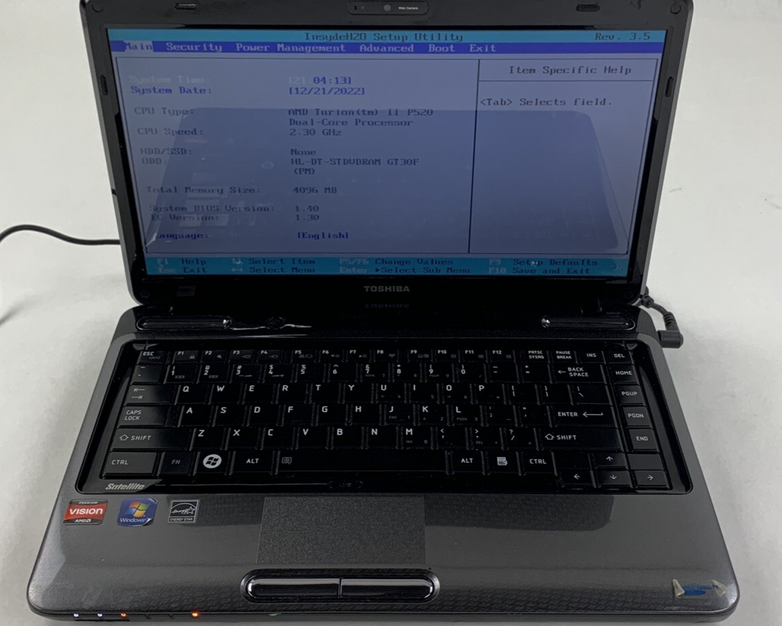 Toshiba Satellite L645D-S4030 14" Turion II 2.3 GHz 4 GB Ram No OS No HDD No AC