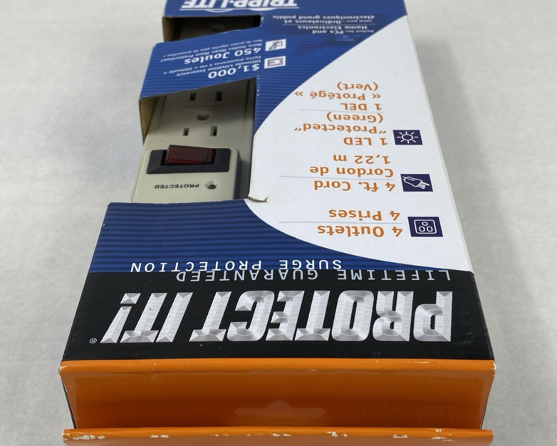 Tripp-Lite TLP404 4-Outlet 390J Surge Protector 4ft Power Strip