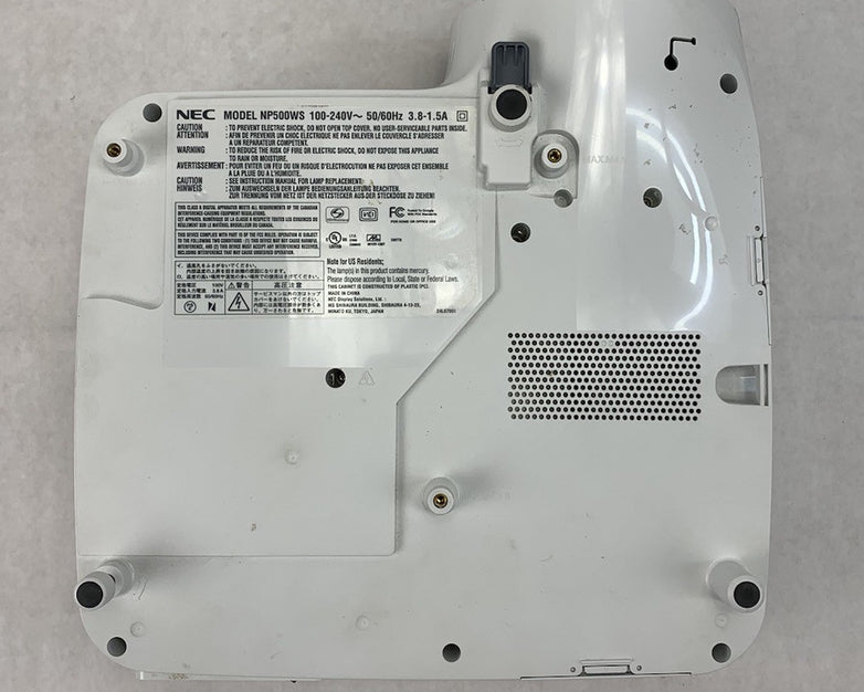 NEC NP500WS LCD Projector 537 Lamp Hours