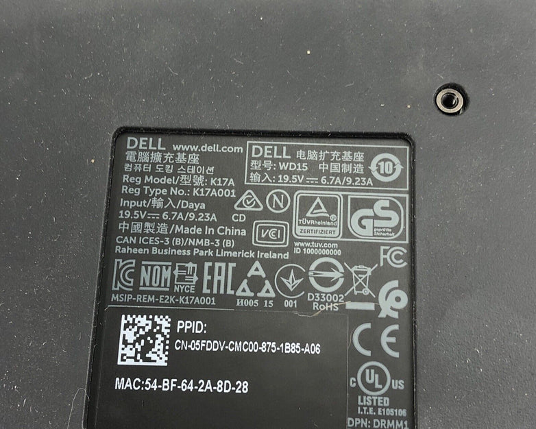 Dell 5FDDV HDMI VGA Mini Display Port USB 3.0 USB-C Thunderbolt Docking Station