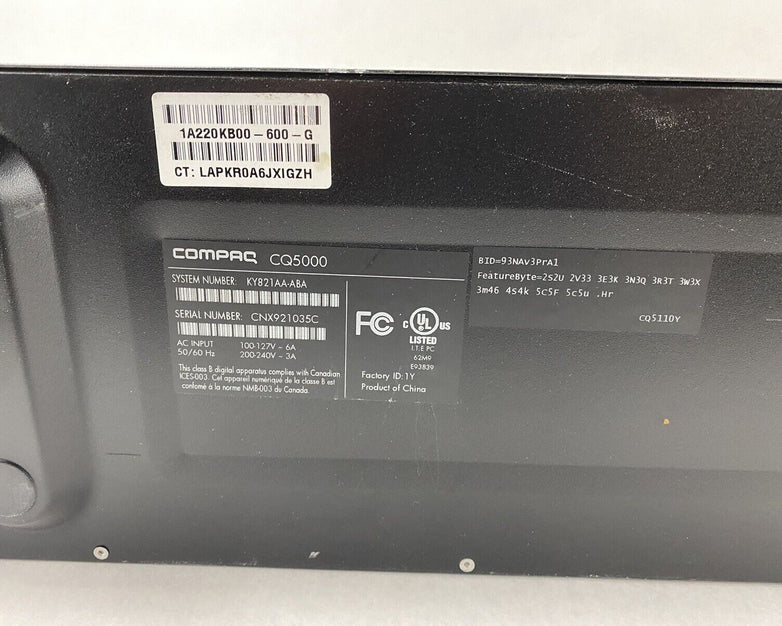 Compaq CQ5110Y MT AMD Athlon 7550 2.5GHz 3GB RAM No HDD No OS