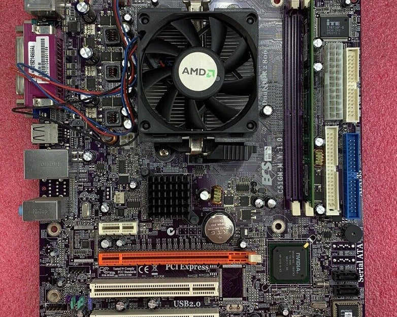 ECS C510M-M Motherboard AMD Athlon 64 x2 2GHz 2GB RAM w/Shield