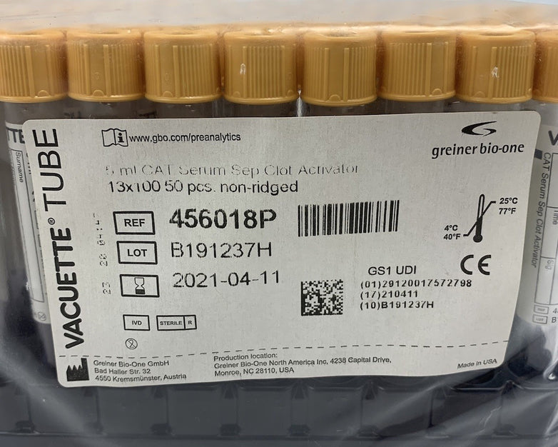 Vacuette 456018P 5ml CAT Serum Sep Clot Activator 13x100 50pcs Tubes
