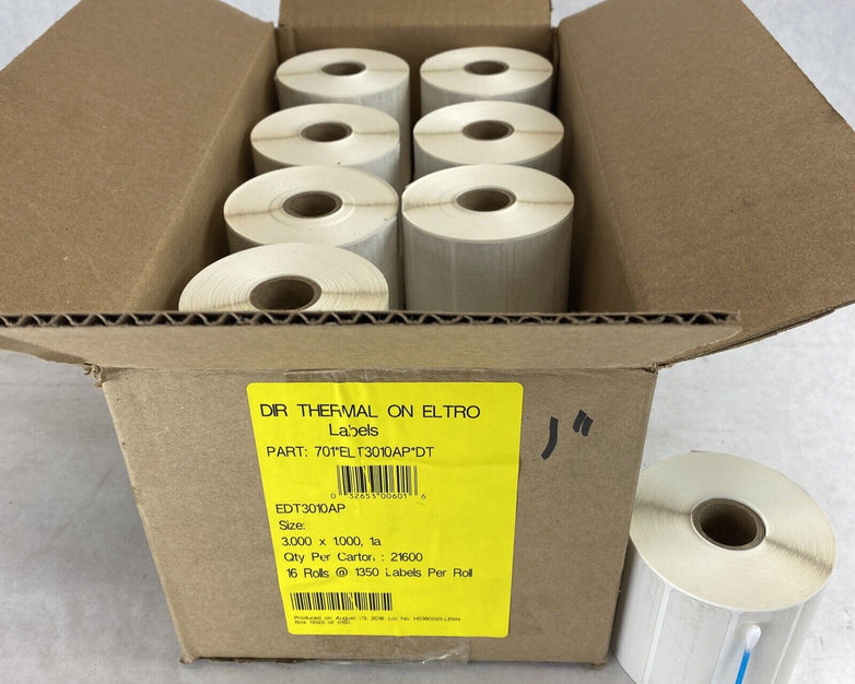 16 rolls x 1350 labels ELTRO 701*ELT3010AP*DT 3" x 1" for thermal printer