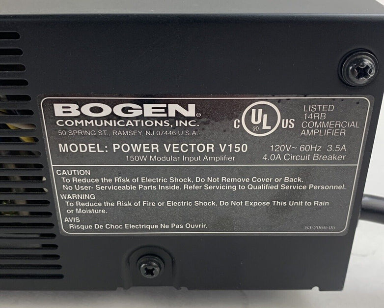 Bogen V150 Power Vector Modular Input AMP 150W Power Tested No Input Card