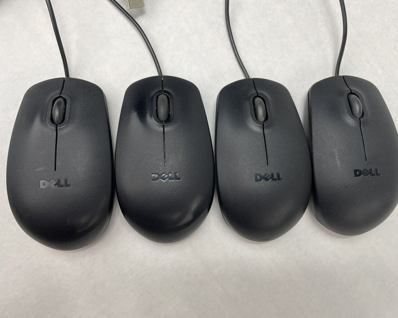 Dell MS111-L/MS111-L(B) USB Wired Optical Mouse Black with Scroll Wheel Lot of 4