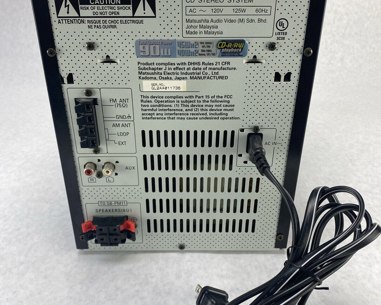 Panasonic SA-PM12 Mini Stereo 5 CD Cassette Tape SB-PM11 Speakers NO REMOTE