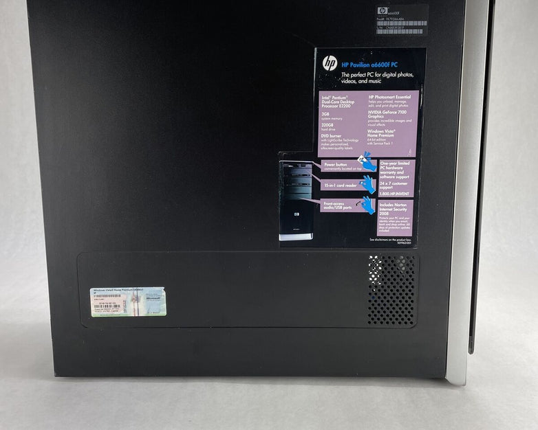 HP A6000 MT Intel Pentium Dual E220 2.2GHz 3GB No HDD No OS