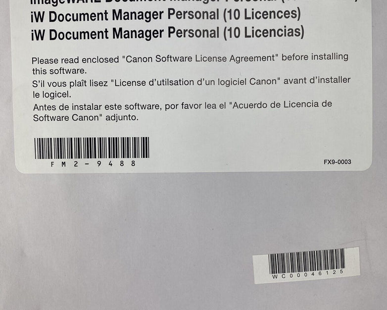 Canon ImageWARE Document Manager Personal 10 Licenses + Send Trial Kit A1 Bundle