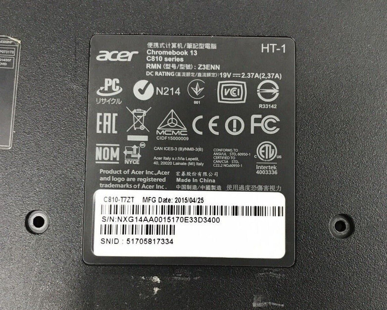 Acer Chromebook 13 Bottom Cover