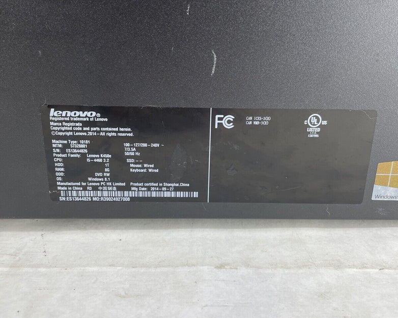 Lenovo K450e MT Intel Core i5-4460 3.2GHz 8GB RAM No HDD No OS