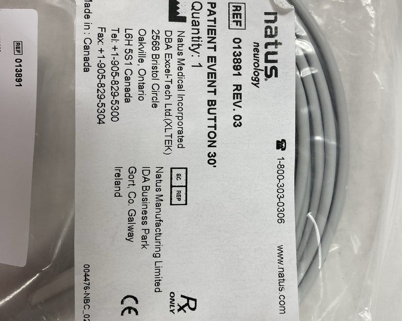 Natus Neurology 013891 Patient Event Button 30FT