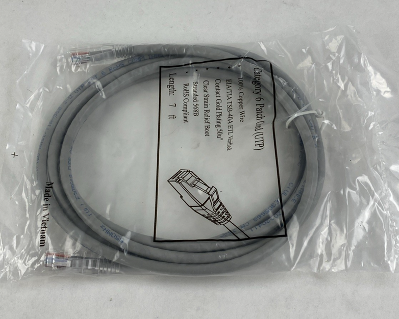 Category 6 Patch Cord (UTP) 7FT 550MHz (Lot of 5)