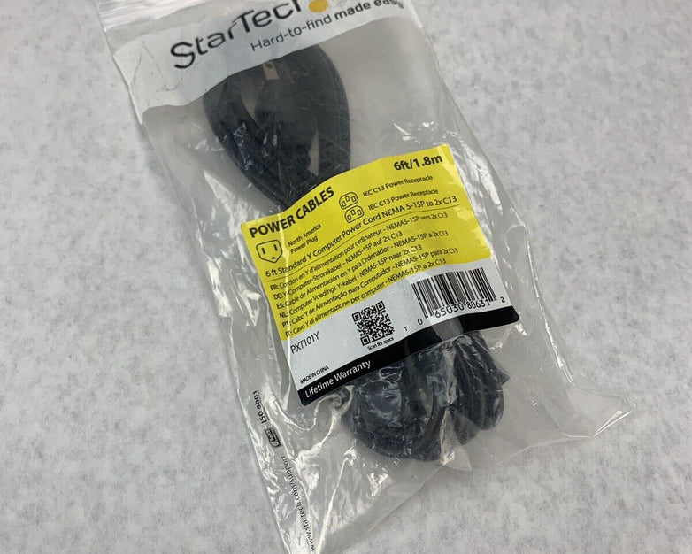 Startech 6ft Standard Y Computer Power Cord NEMA 5-15P to 2xC13 / PXT101Y