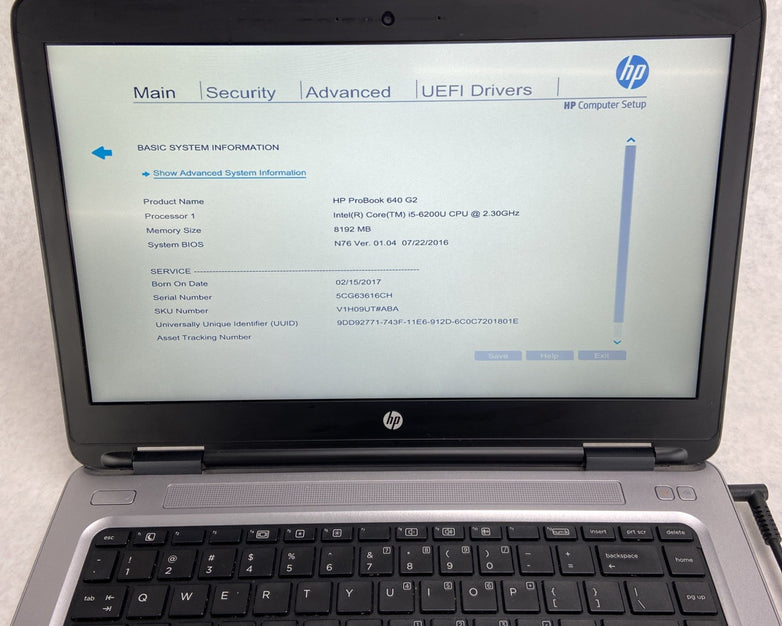 HP ProBook 640 G2 Intel Core i5-6200U 2.30GHz 8GB RAM 14" No HDD/OS No Optical
