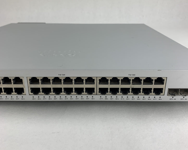 Cisco Meraki MS350-48FP-HW 48-Port PoE+ Ethernet Switch Tested Reset Port 25 Bad