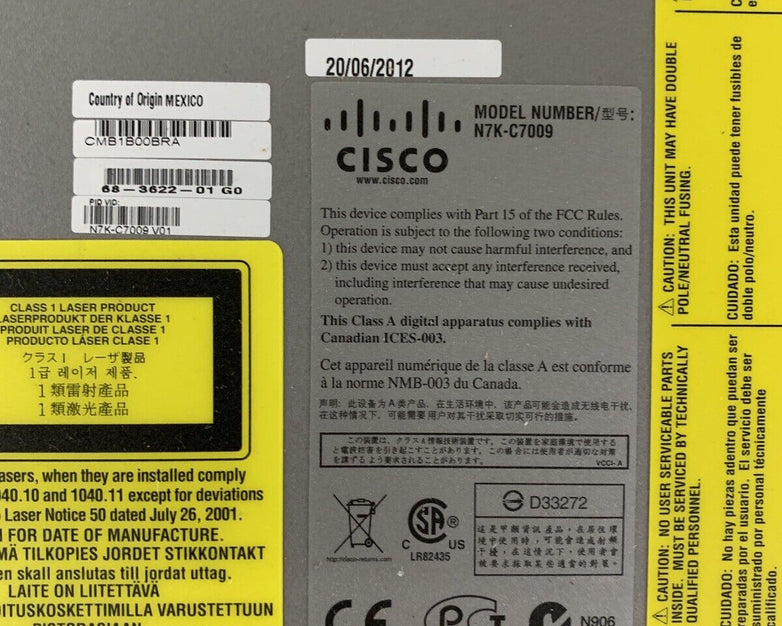 Cisco N7K-C7009 NEXUS 7000 Series 9x Blank Chassis Box Opened W/53-3374-01 Kit