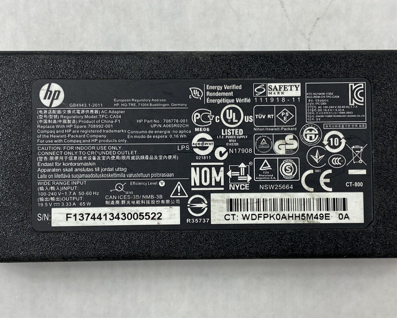 Lot of 3 HP TPC-CA54 19.5V 3.33A 65W AC Adapter