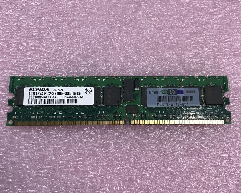 Elpida 2GB 2x1GB 1Rx4 PC2-3200R-333 Ram 345113-051 EBE10RD4AEFA-4A-E